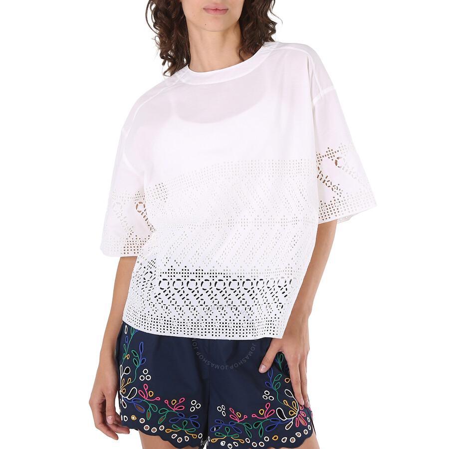 Chloe Ladies White Cotton Poplin Embroidered Shirt Product Image