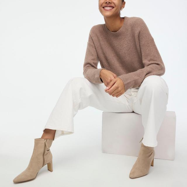 Ribbed boyfriend crewneck sweater in extra-soft yarn Product Image