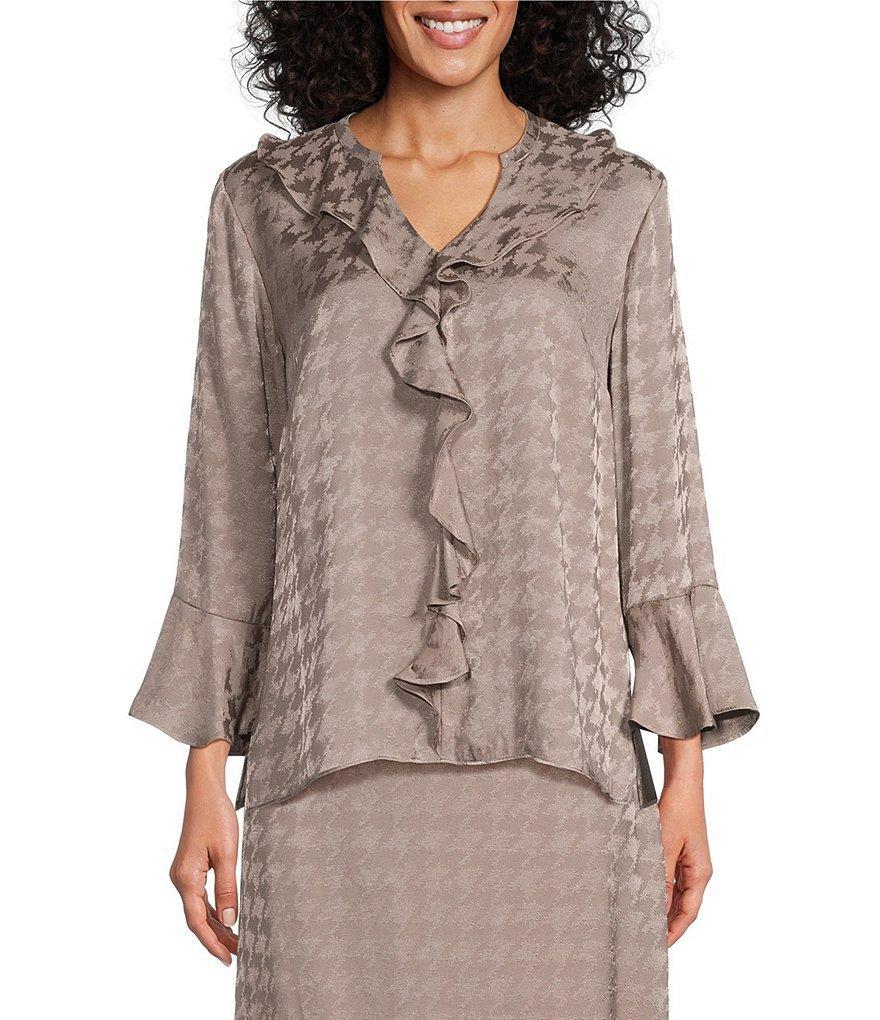 Investments Riley Woven Cascading Ruffle V-Neck Long Sleeve Top Product Image