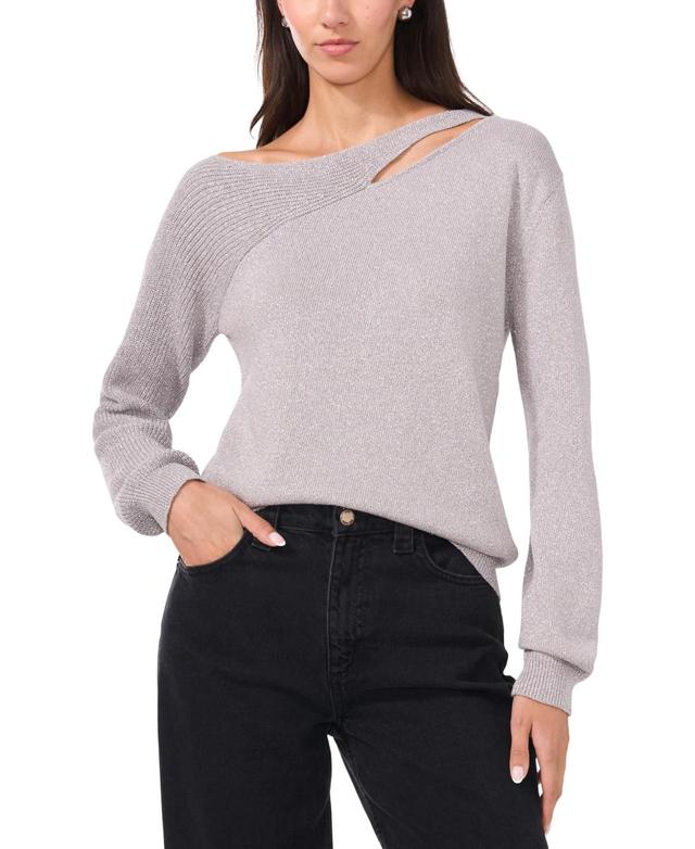 Vince Camuto Womens Metallic Asymmetric Cutout Sweater Product Image