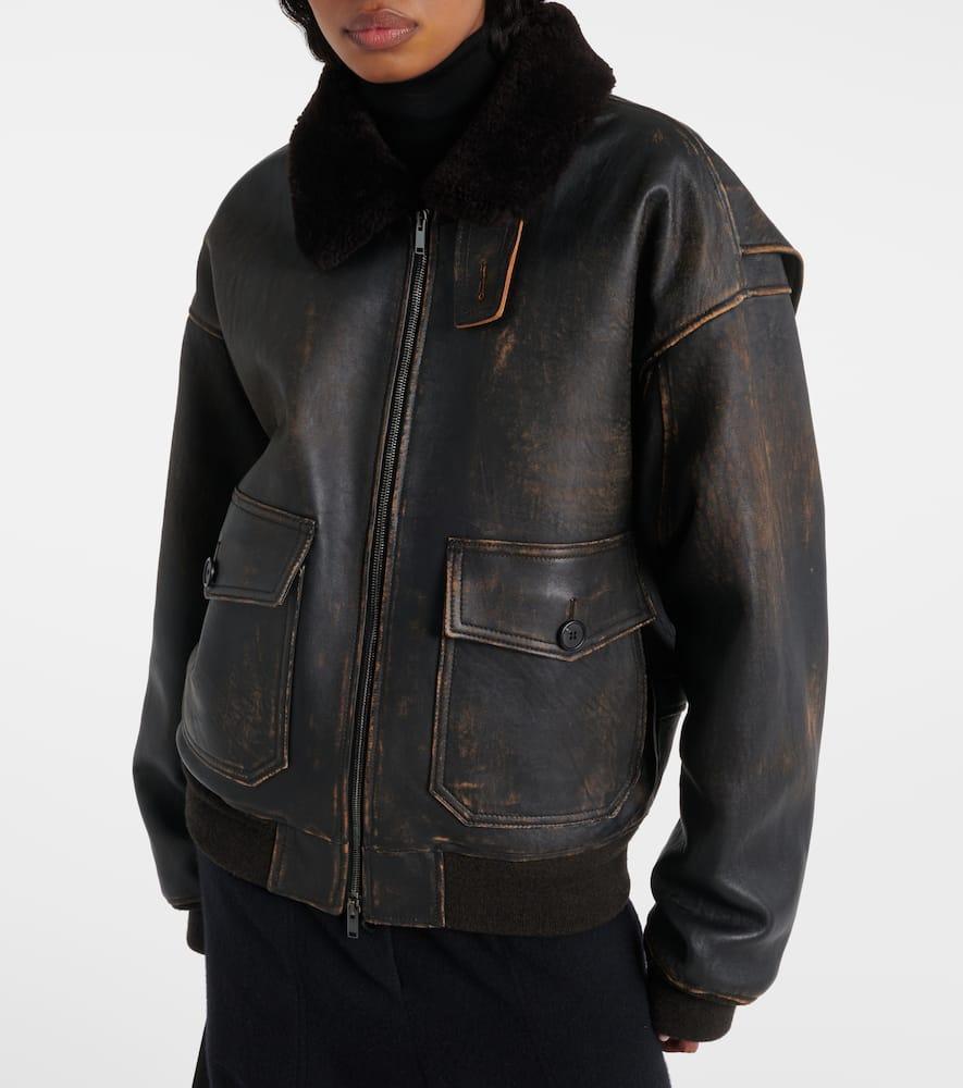 THE ROW Adonis Shearling-trimmed Leather Jacket In Black Product Image