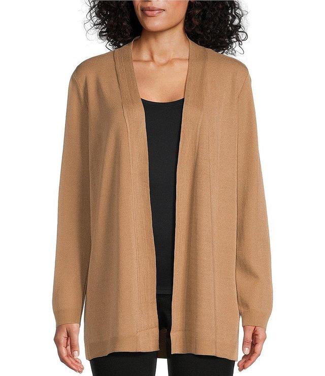 Jones New York Malibu Yarn Contrast Ribbed Trim Long Sleeve Open-Front Cardigan Product Image