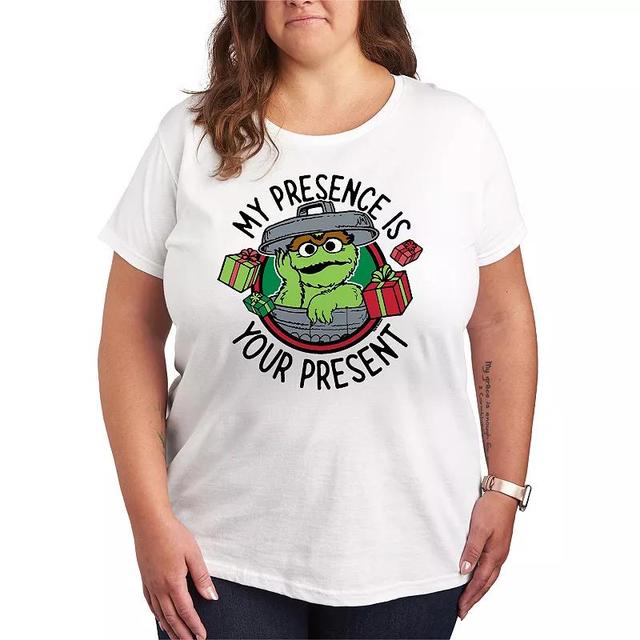 Plus Size Sesame Street Oscars Presence Christmas Graphic Tee, Womens Product Image