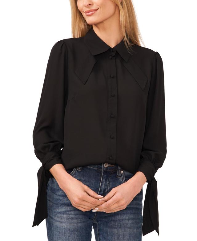 Women's Collared Long Sleeve Button Down Blouse  Product Image