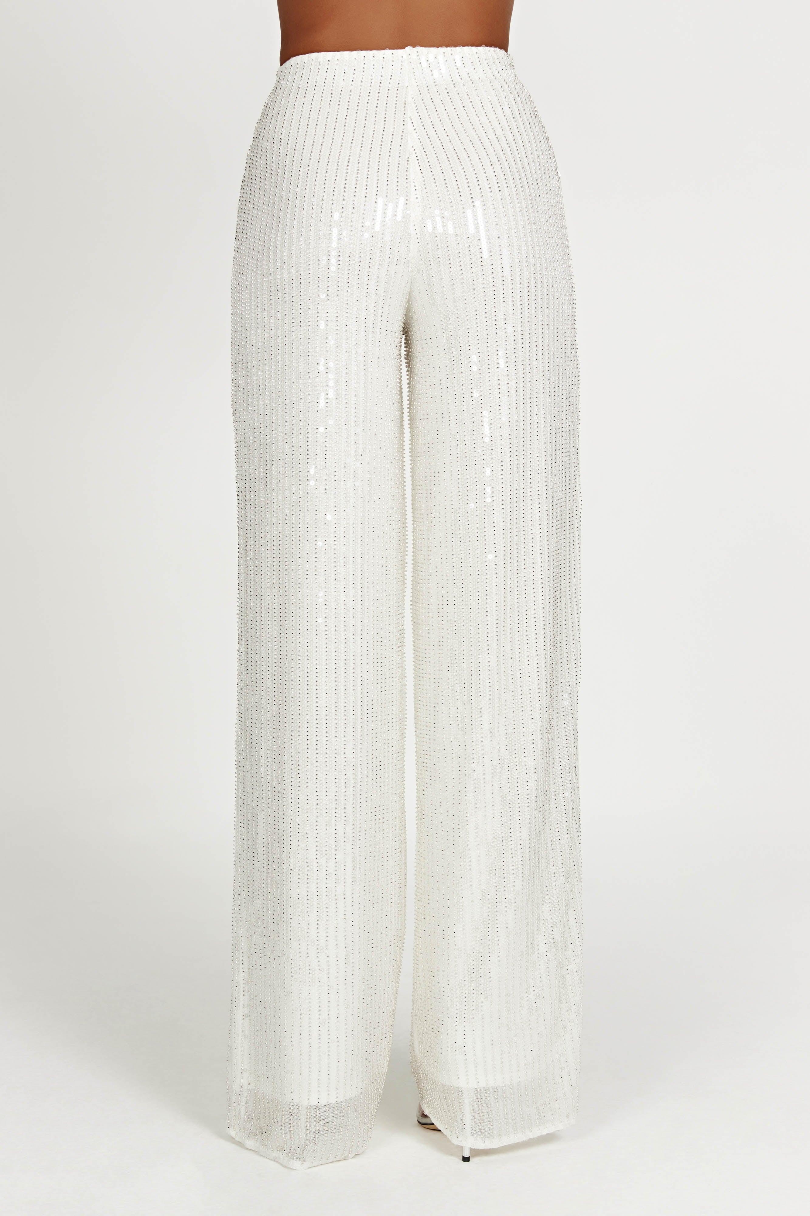 Diaz Sequin Pants - White Product Image