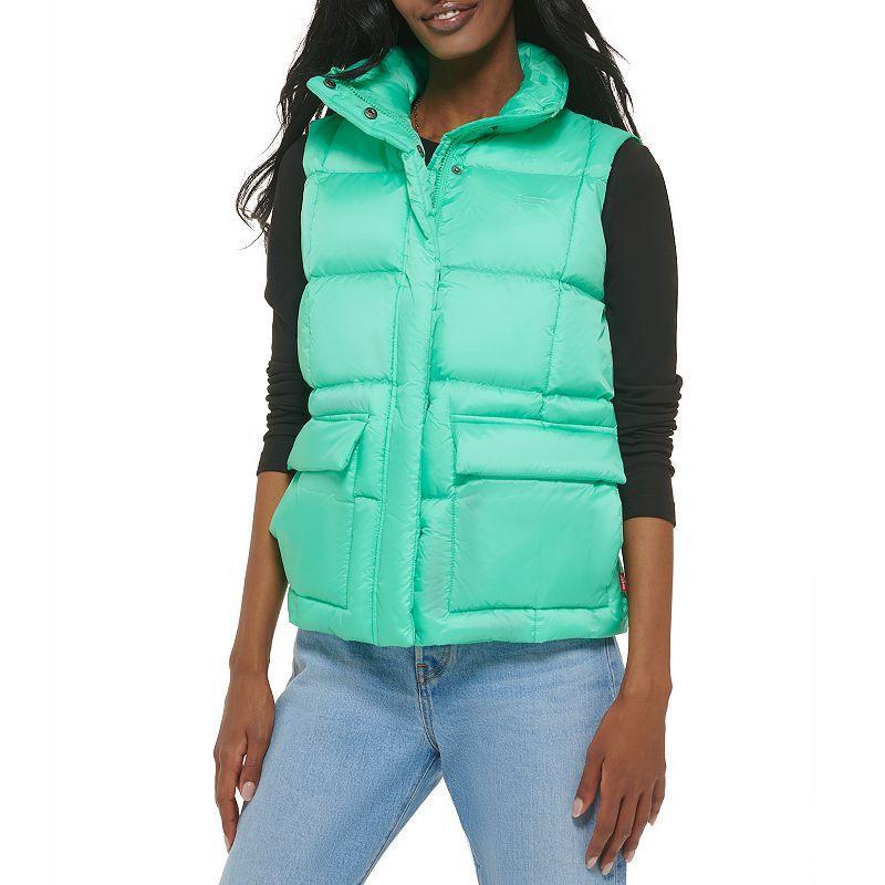 Womens Levis Box Quilted Puffer Vest Med Green Product Image