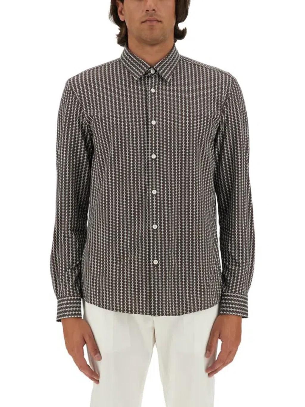 Micro Check Pattern Shirt In Brown Product Image