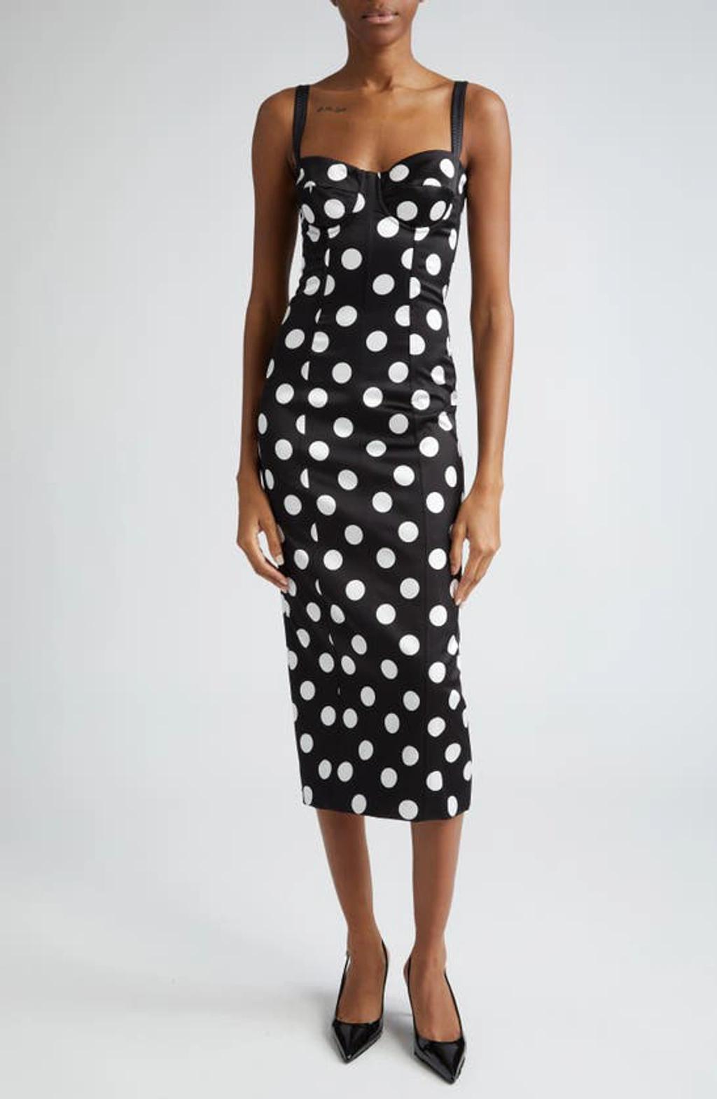 DOLCE & GABBANA Polka Dot-print Satin Dress Product Image