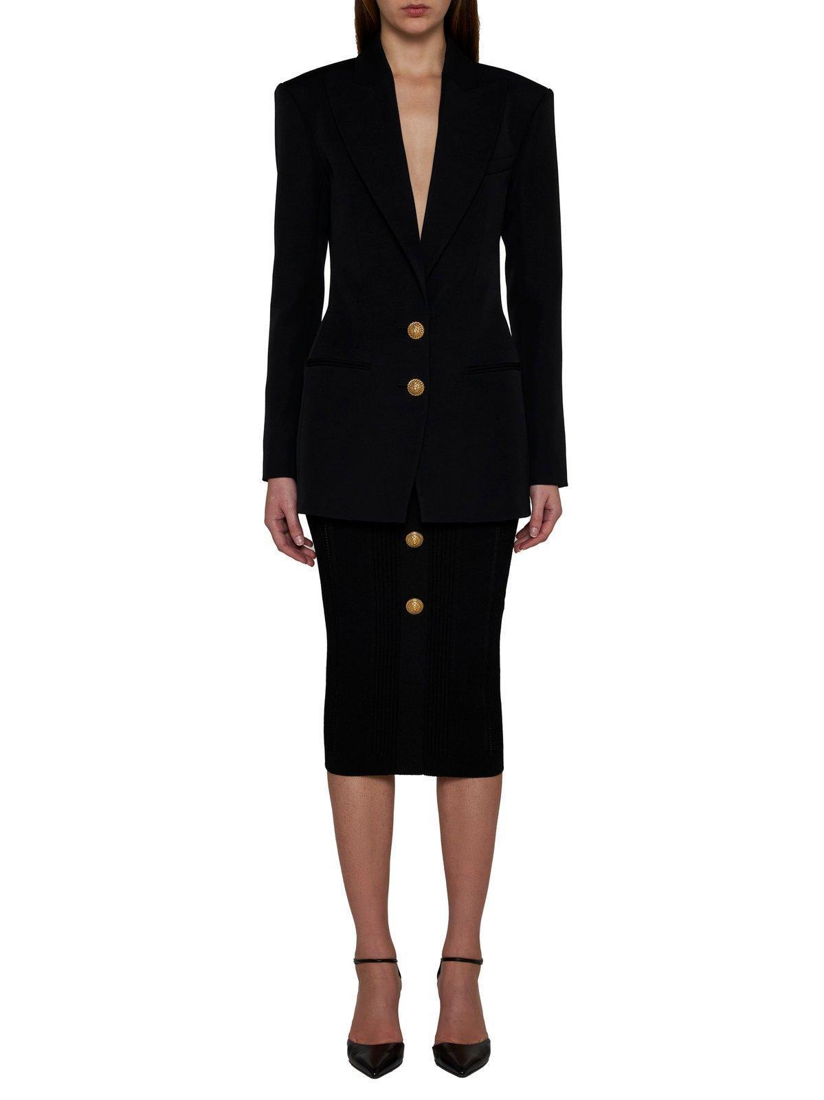 BALMAIN Two-button Fitted Blazer Jacket In Black Product Image