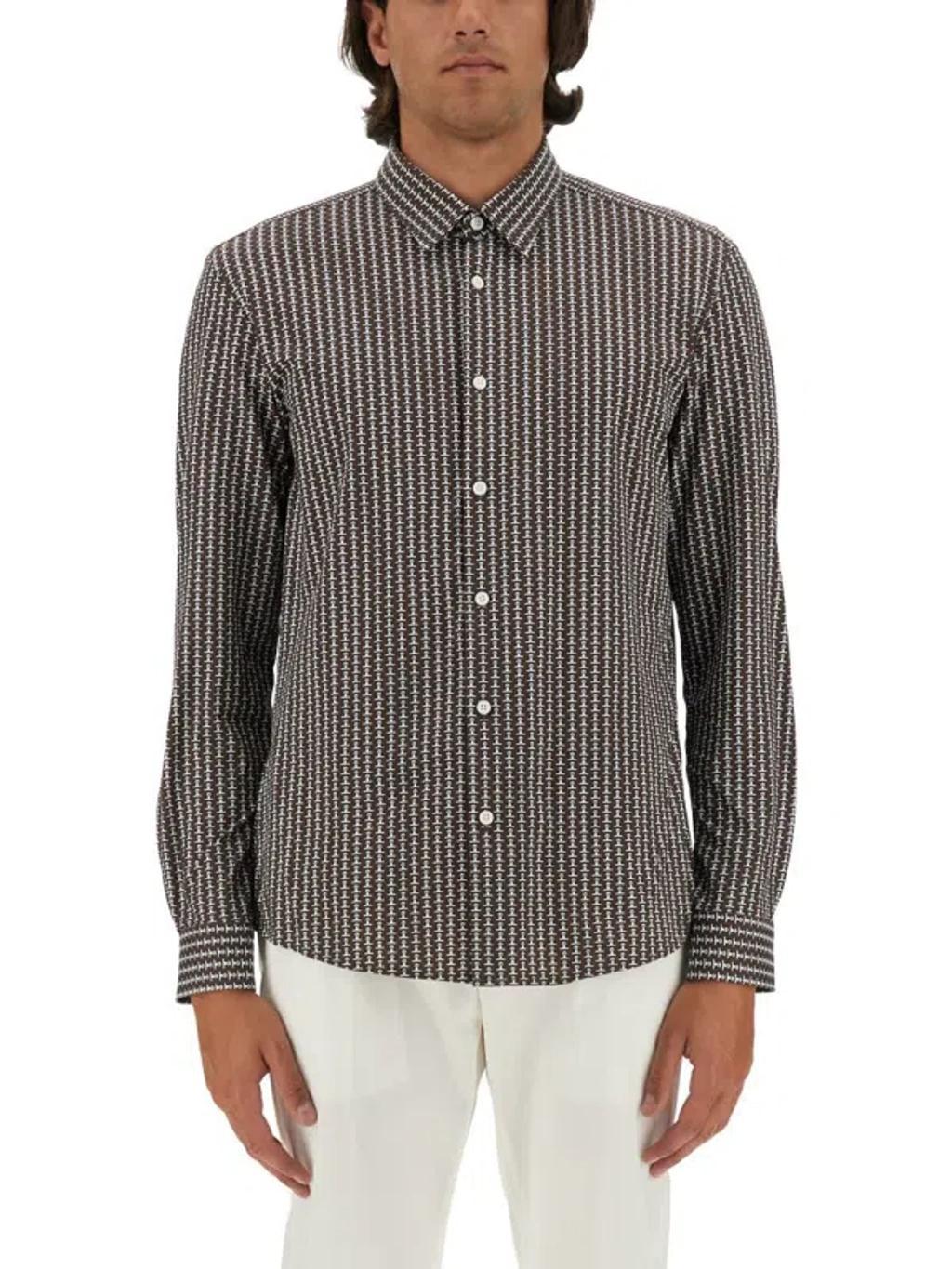 Micro Check Pattern Shirt In Brown Product Image