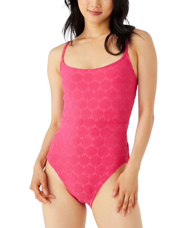 kate spade new york Belted Shell Texture Swimsuit Product Image