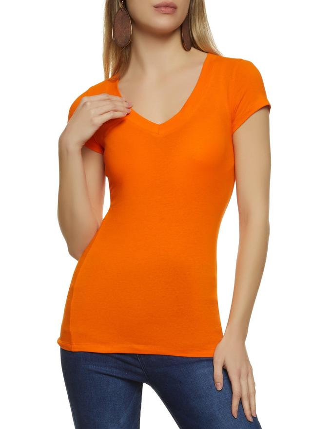 Womens V Neck Short Sleeve T Shirt Product Image