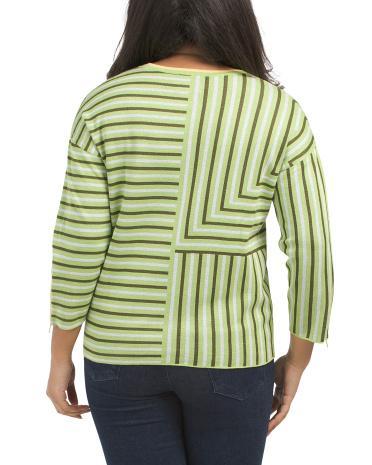 Pima Cotton Placed Stripe Sweater for Women Product Image