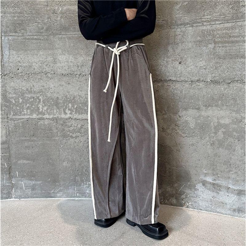 Mid Rise Two Tone Wide Leg Pants Product Image