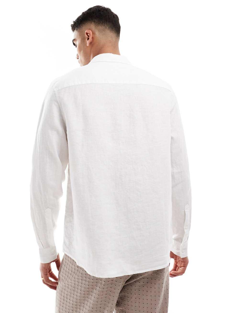 ASOS DESIGN linen shirt in white  Product Image