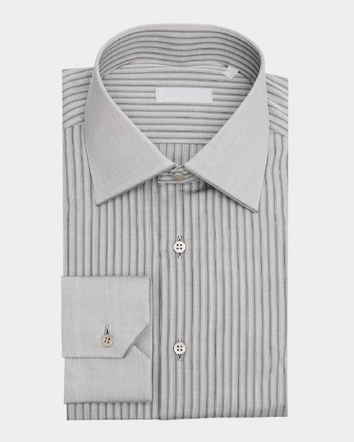 Mens Cotton Tonal Stripe Dress Shirt Product Image