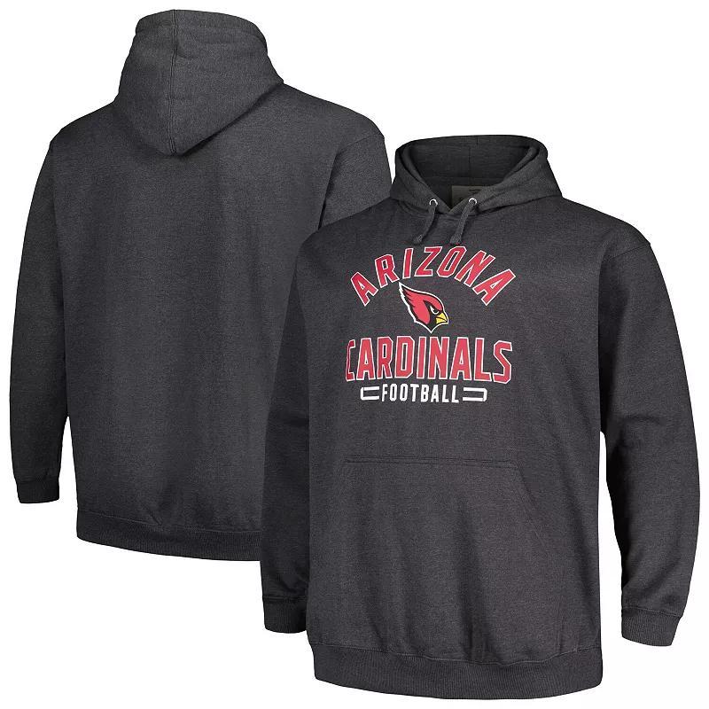 Mens Fanatics Branded Heather Arizona Cardinals Big & Tall Pullover Hoodie Grey Product Image