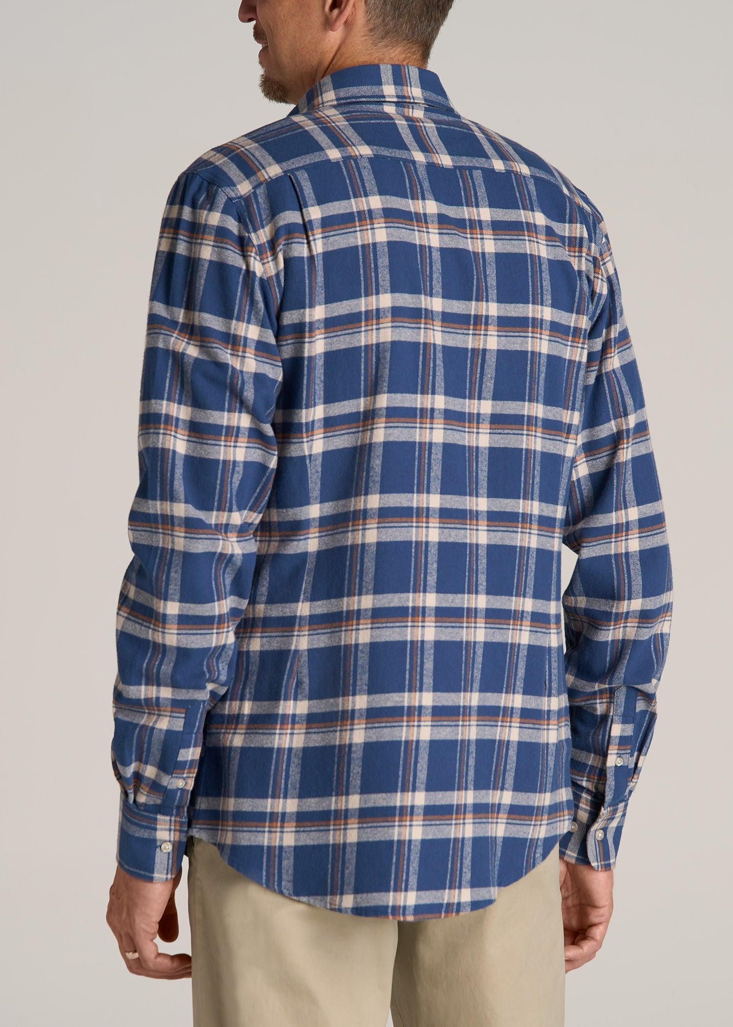 Nelson Flannel Shirt for Tall Men in Navy and Khaki Plaid Product Image