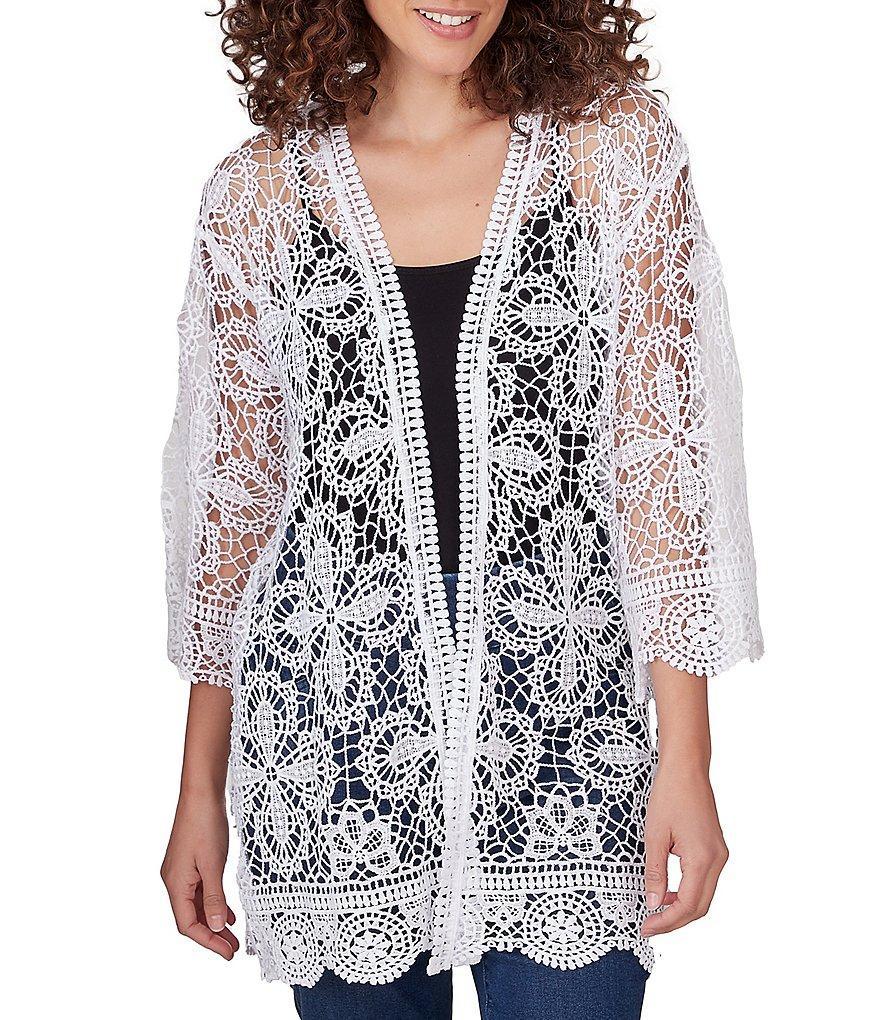 Ruby Rd. Medallion Lace 3/4 Sleeve Open-Front Cardigan product image