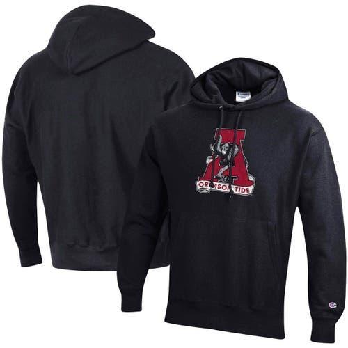 Mens Champion Black Alabama Crimson Tide Vault Logo Reverse Weave Pullover Hoodie Product Image