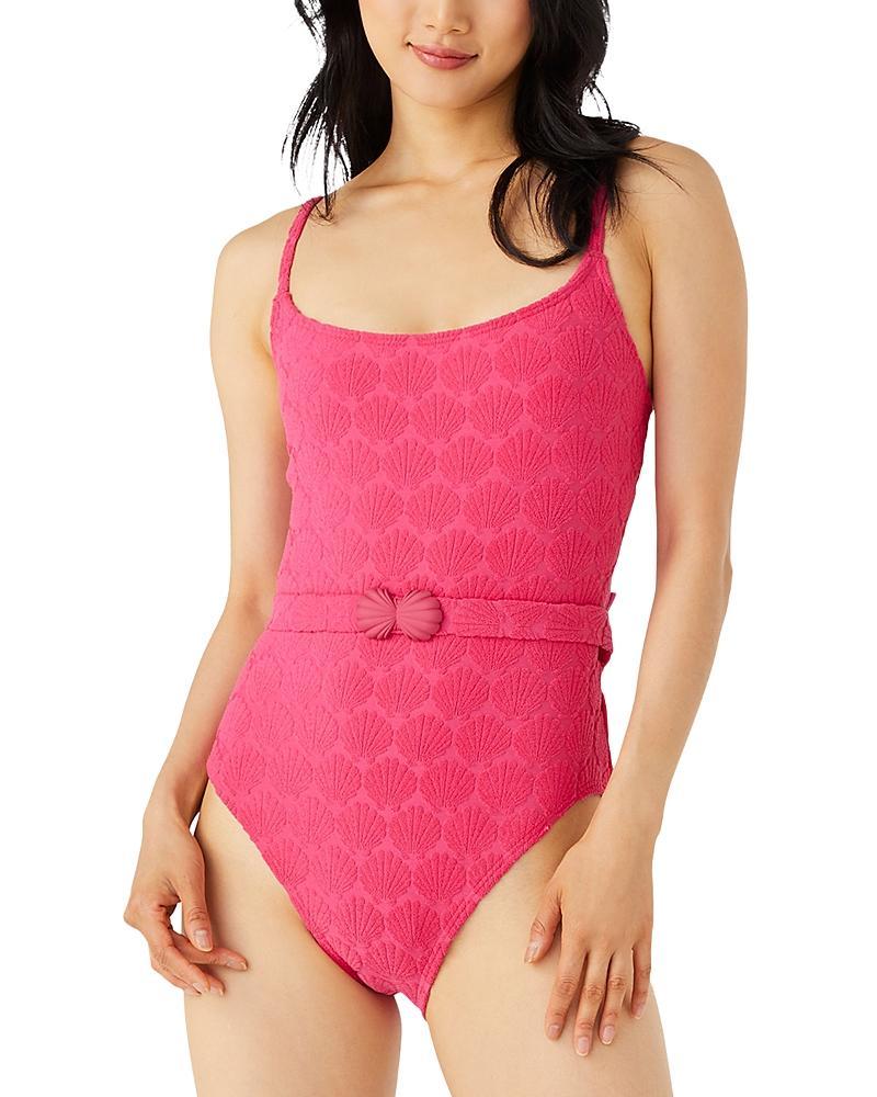 kate spade new york Belted Shell Texture Swimsuit Product Image