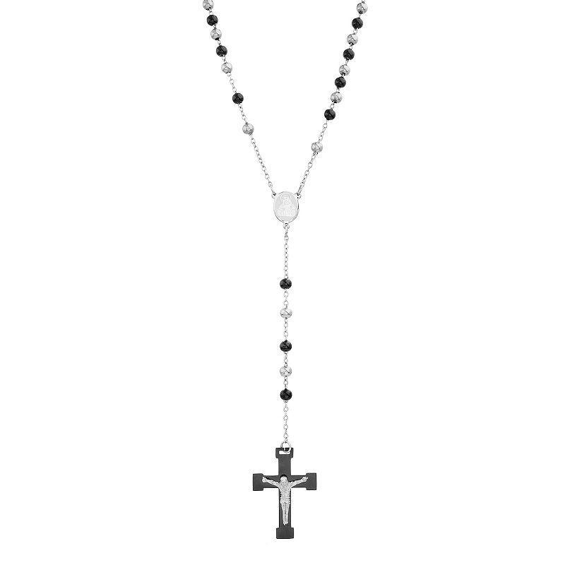 Mens Two-Tone Stainless Steel Rosary Necklace, Two Tone Product Image