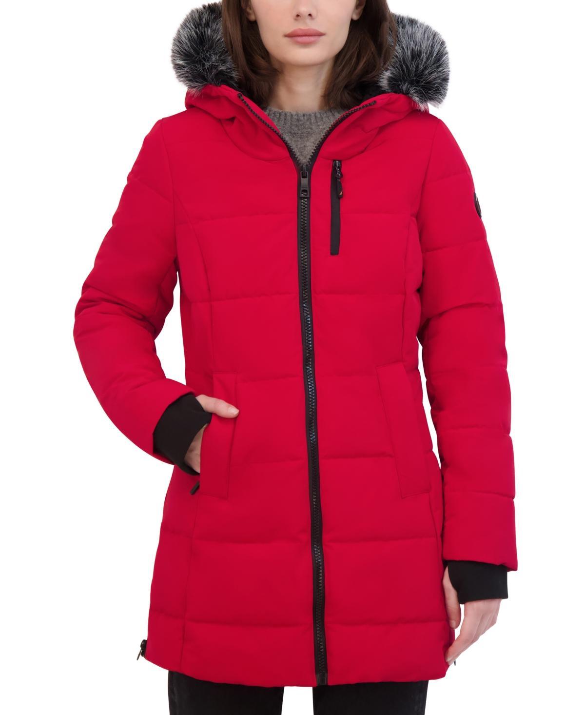 Nautica Womens Faux-Fur-Trim Hooded Puffer Coat Product Image