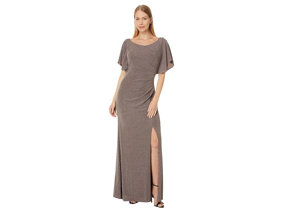 Alex Evenings Shimmer Flutter Sleeve Gown Product Image