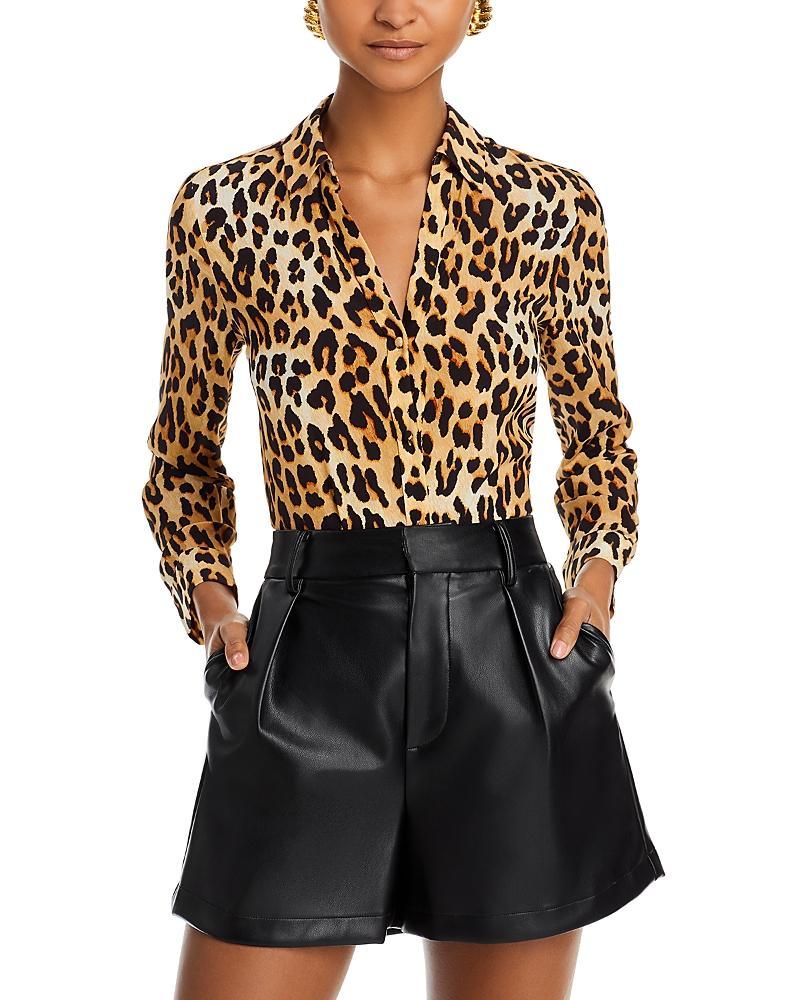 Womens Eloise Leopard Print Silk Blouse Product Image