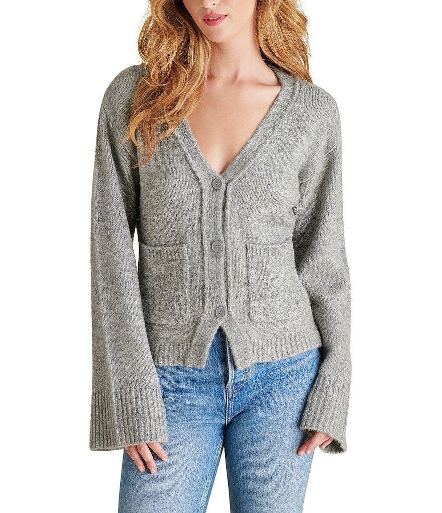 Steve Madden Odelia V-Neck Long Sleeve Button Down Cardigan Product Image