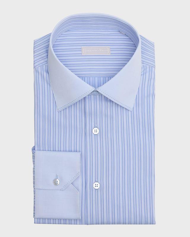 Mens Cotton Tonal Stripe Dress Shirt Product Image