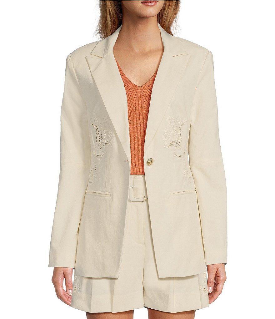 Sam Edelman Long Sleeve Peak Lapel Collar Coordinating Fitted Blazer Product Image