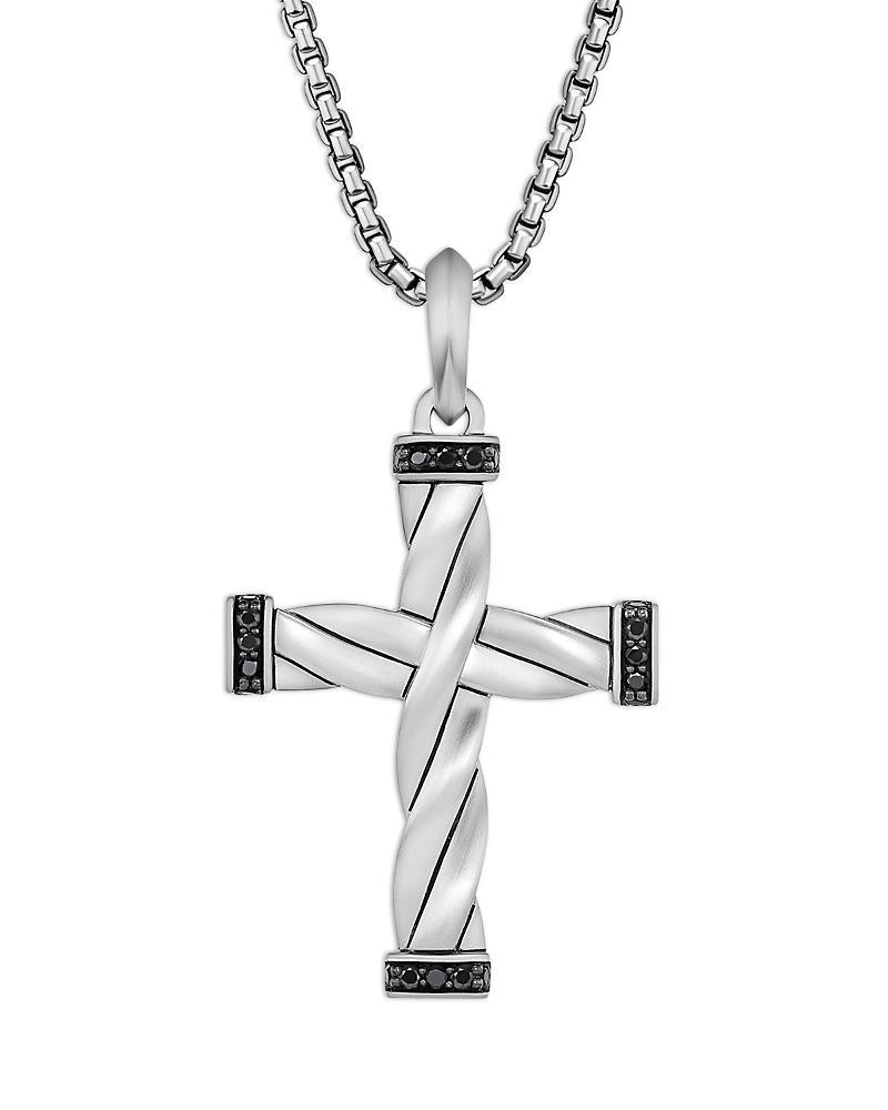 David Yurman Sterling Silver Dy Helios Black Diamond Cross Pendant Product Image