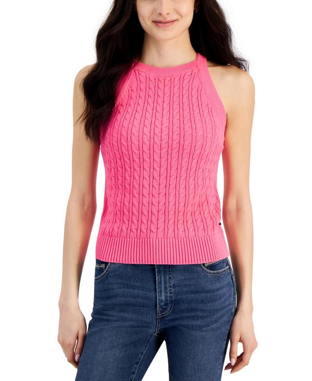 Nautica Jeans Womens Round-Neck Cotton Sleeveless Cable-Knit Product Image