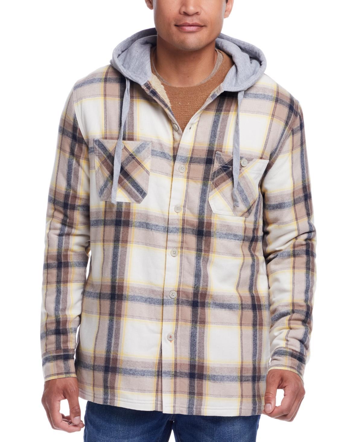 Weatherproof Vintage Mens Sherpa Lined Flannel Hooded Shirt Jacket Product Image