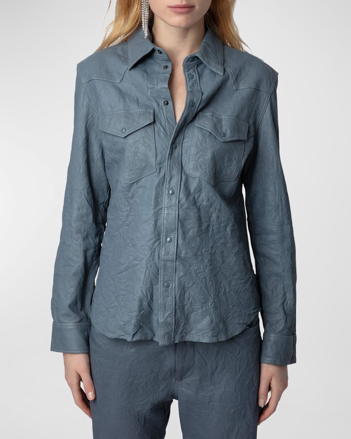 Thelma Crinkled Leather Shirt product image