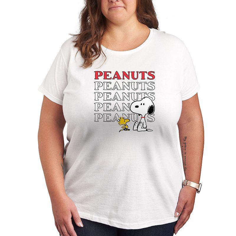 Plus Peanuts Snoopy Woodstock Logo Graphic Tee, Womens Product Image