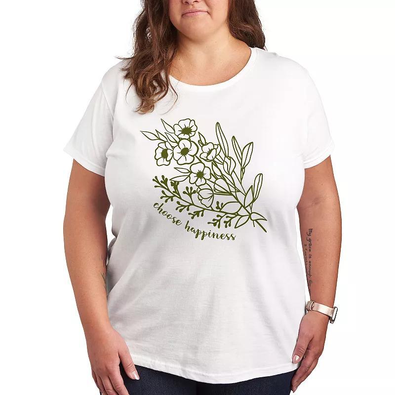 Plus Choose Happiness Flowers Graphic Tee, Girls Product Image