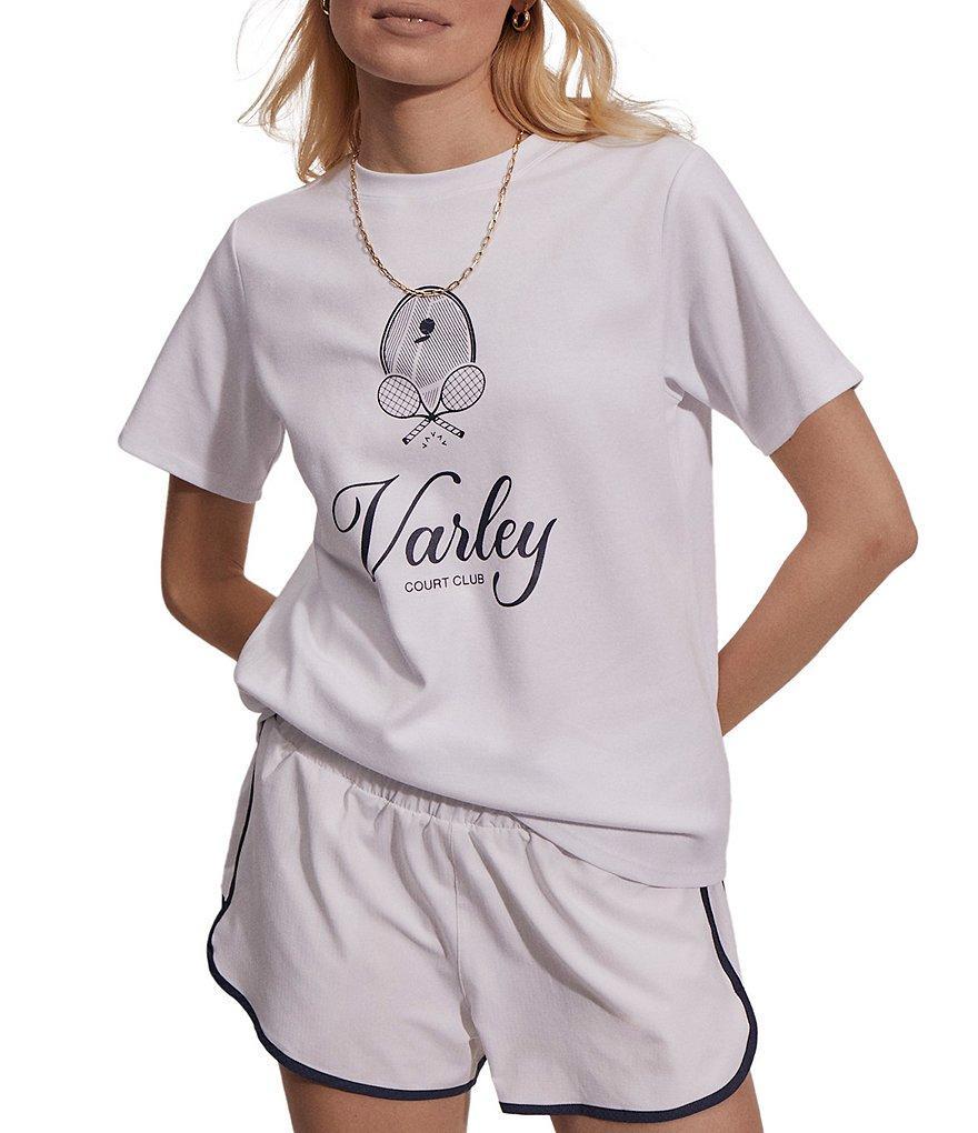 Varley Coventry Branded Soft Pique Crew Neck Short Sleeve Tee Shirt Product Image