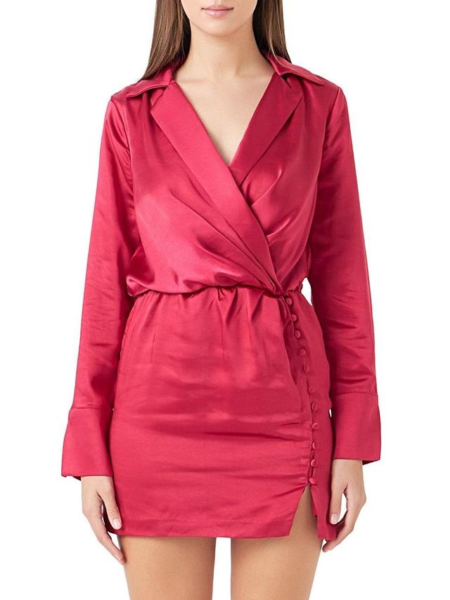 Womens Long Sleeve Satin Mini Dress Product Image