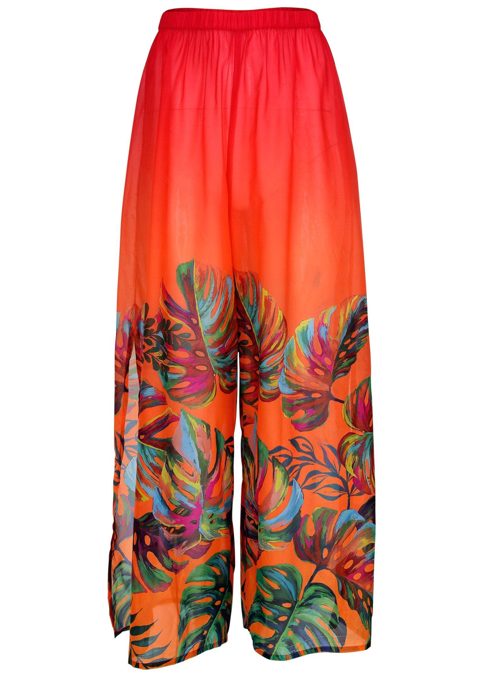 Palazzo Cover-Up Pants - Tropical Sunset Border Product Image