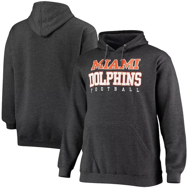 Men's Fanatics Branded Heathered Charcoal Miami Dolphins Big & Tall Practice Pullover Hoodie Product Image