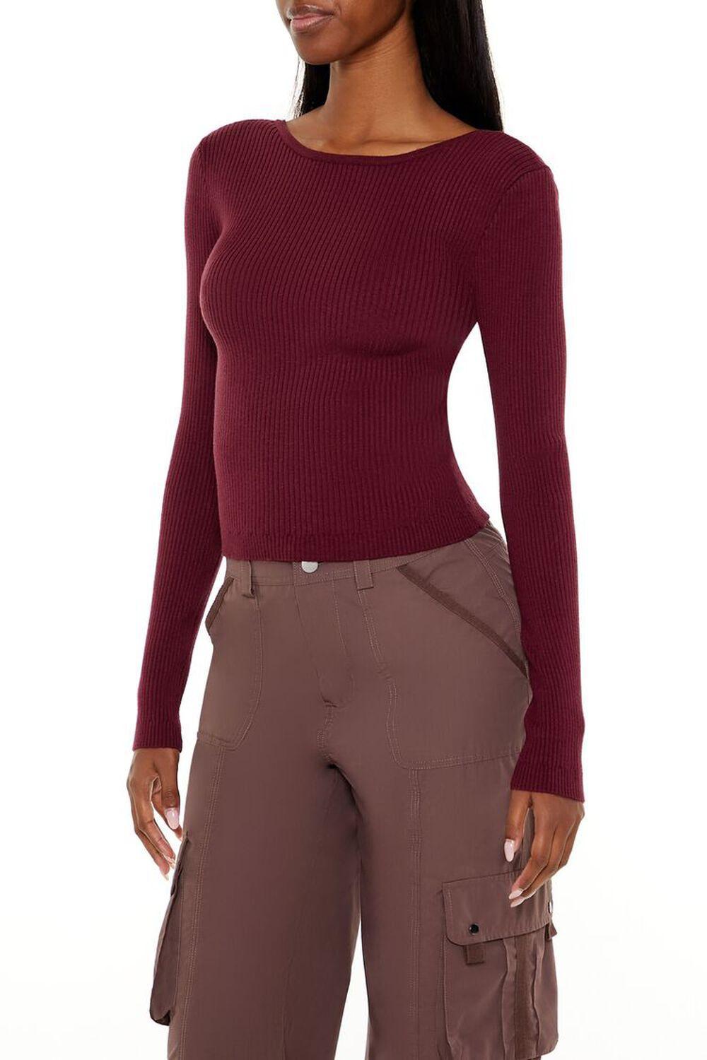 Ribbed Knit Cutout Bow Sweater | Forever 21 Product Image