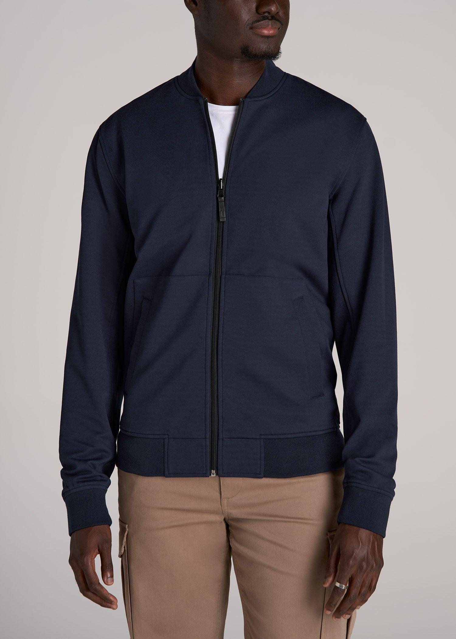 Reversible Men's Tall Bomber Jacket in Black and Navy Male Product Image