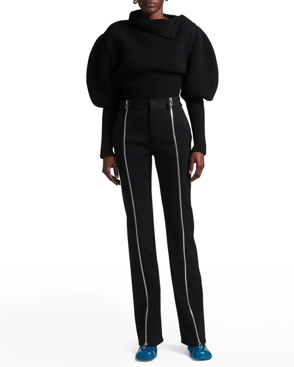 Ribbed Wool-blend Turtleneck Sweater In Black Product Image