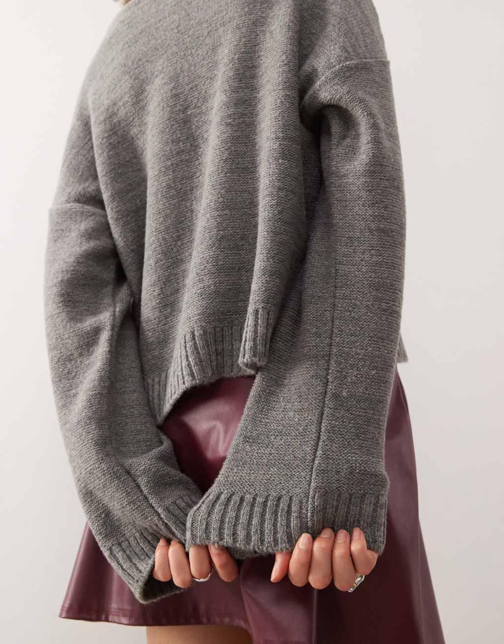 Reclaimed Vintage crew neck sweater in gray Product Image