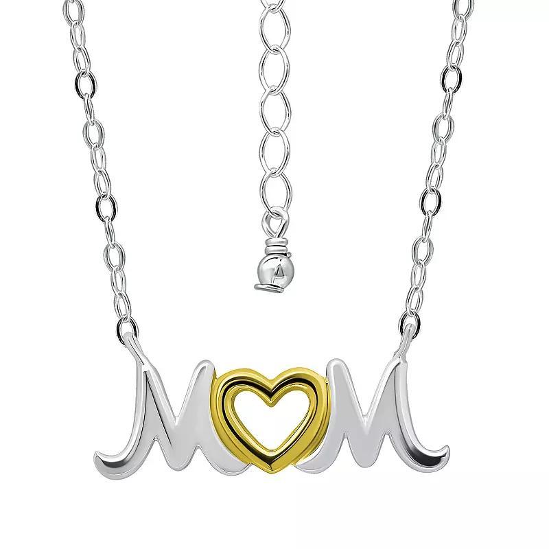 Aleure Precioso Sterling Silver Two-Tone MOM Necklace, Womens Two Tone Product Image