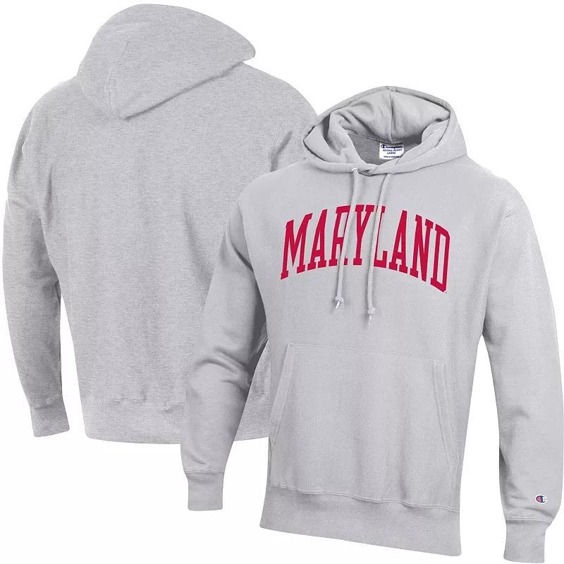 Mens Champion Heathered Gray Maryland Terrapins Team Arch Reverse Weave Pullover Hoodie Product Image