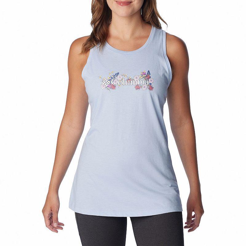 Womens Columbia Bluff Mesa Graphic Tank Top Whisper Grey Product Image