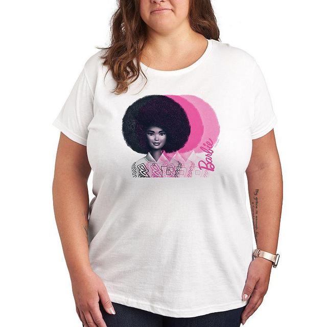 Plus Barbie Black And Pink Graphic Tee, Womens White Product Image